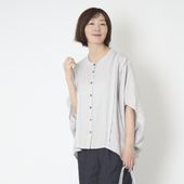 ubasoku/バンドカラー縦ピンタックブラウス