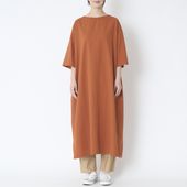 motone/7分袖ボートネックロングワンピース