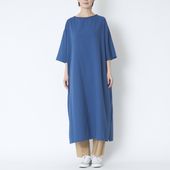 motone/7分袖ボートネックロングワンピース