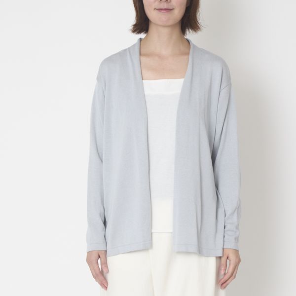 新品同様 45R 小紋スルジャのプリントカーディガン 綿 クルーネック グレー3 スネークスケールダメージカーディガン【期間限定価格】 | POETIQUE