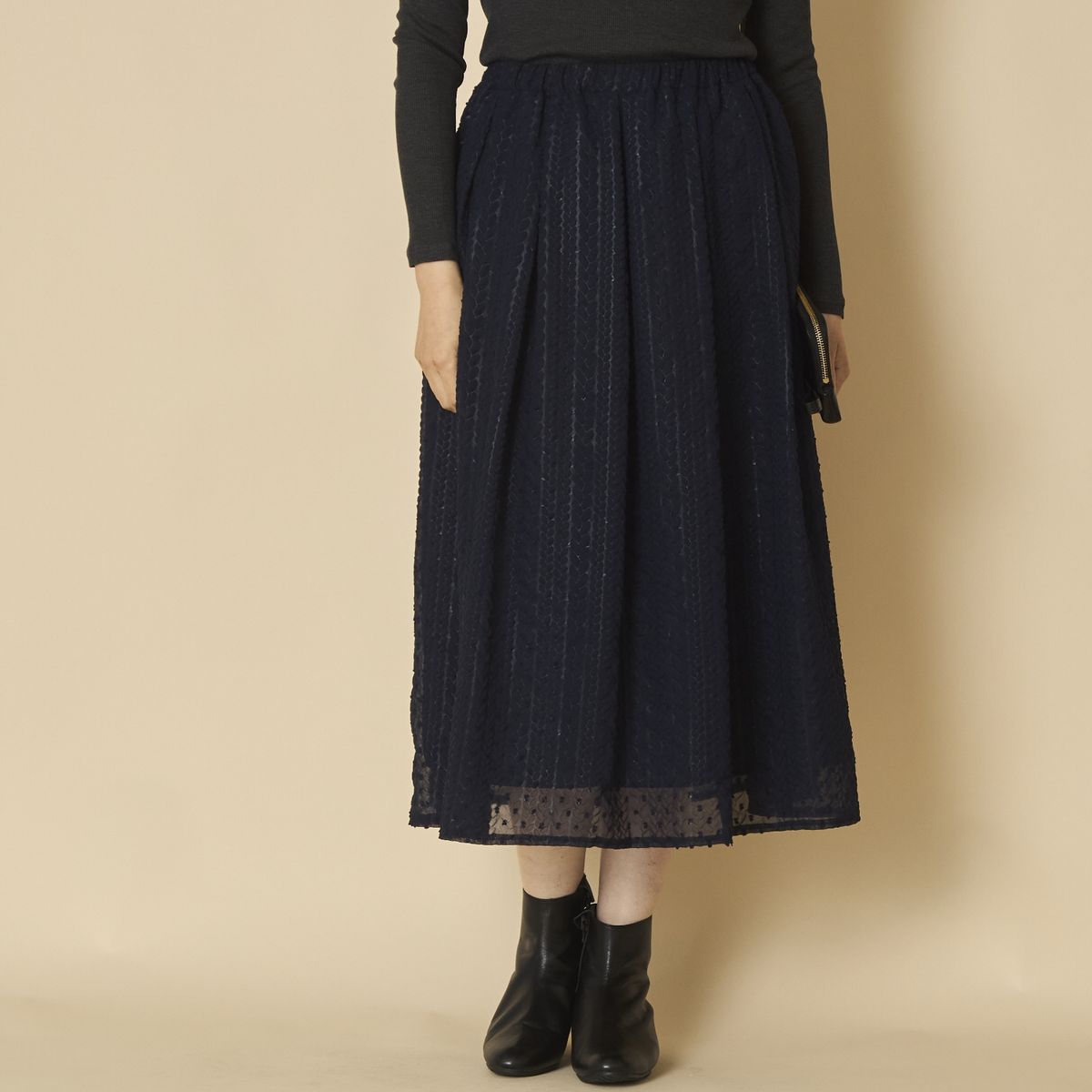 denicher/ドットジョーゼットギャザースカート