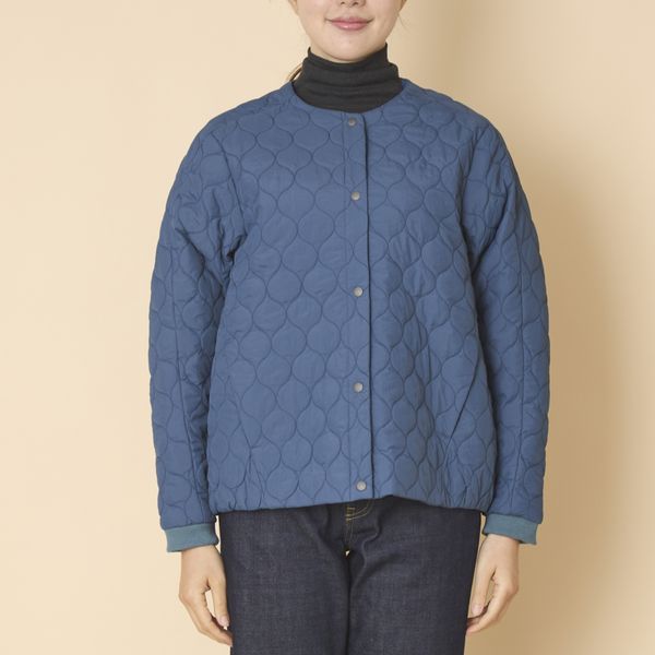 nachukara/ナイロンキルトノーカラーブルゾン