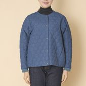 nachukara/ナイロンキルトノーカラーブルゾン