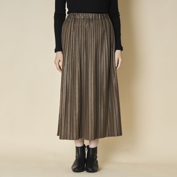 sosotto/レザー調切り替えプリーツスカート