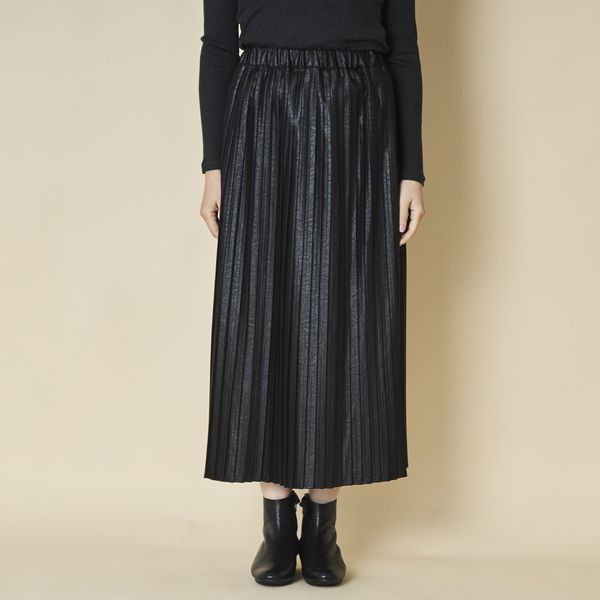 sosotto/レザー調切り替えプリーツスカート