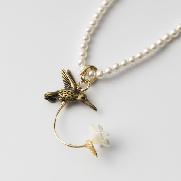 laneii/ブラスモチーフ×クリスタルパール2wayネックレス