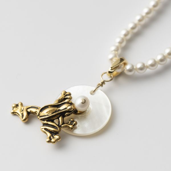 laneii/ブラスモチーフ×クリスタルパール2wayネックレス