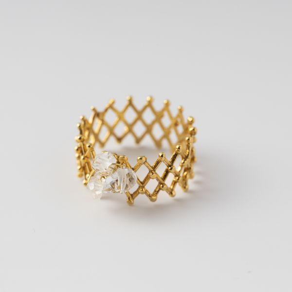 PLAFU/Lattice Passage ring with Herkimer Diamond