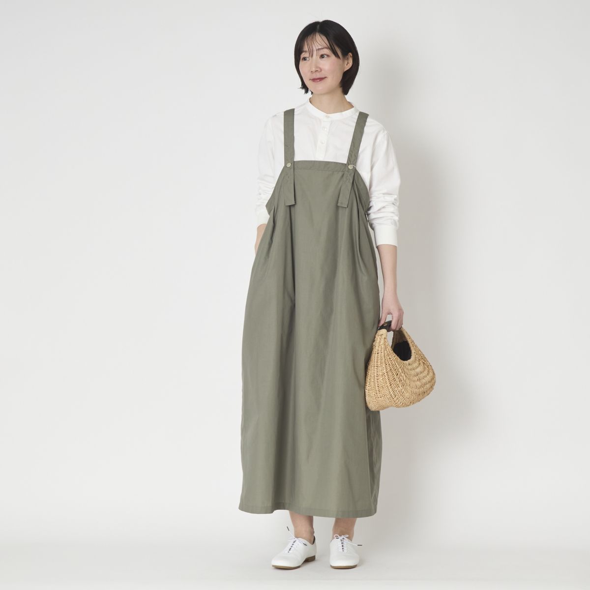 vent blanc/ブロードデザインジャンパースカ―ト