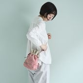 trois temps/リボン織の巾着ポシェット