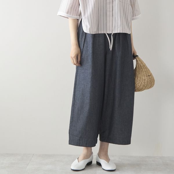TUTIE./コットンリネンデニムタックパンツ