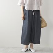 TUTIE./コットンリネンデニムタックパンツ