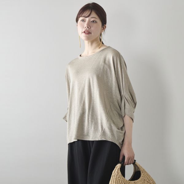 Kilka/風を通してひんやり涼しいリネンジャージードルマンカットソー