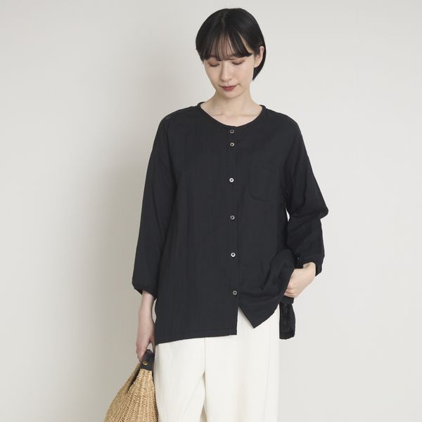 motone/ノーカラーシャツ2nd 9分袖