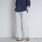 Kilka/風が通るストライプのカーブパンツ