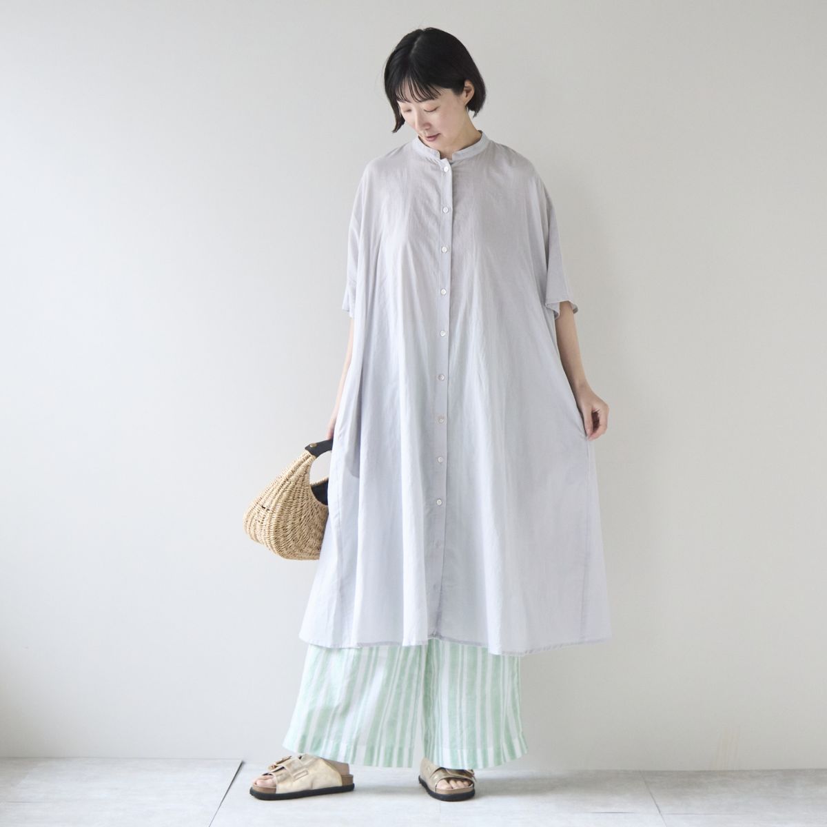Kilka×kapuwa/風が通るなめらかモスリンワンピース