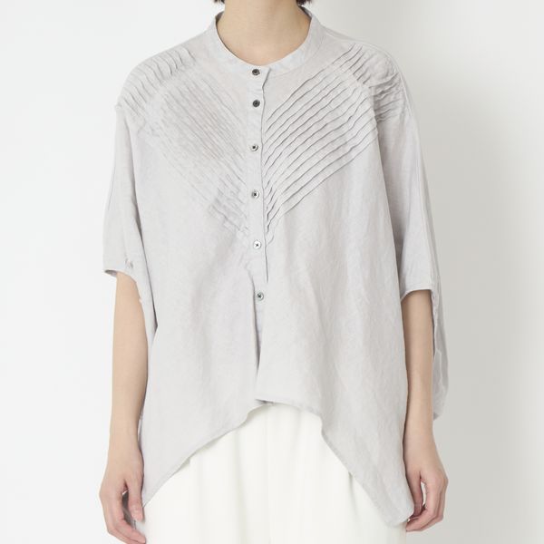 ubasoku/バンドカラーバイアスピンタックブラウス -吸水性・吸湿性に