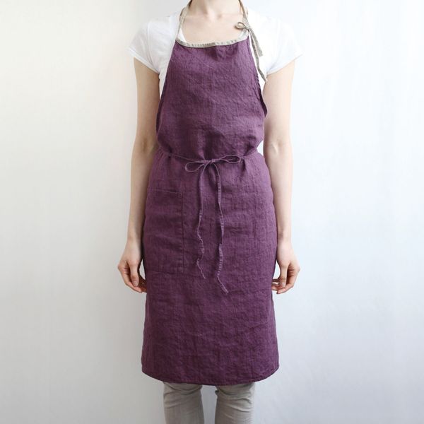 Lino e Lina/ミラ フルエプロン -首元カーブで身体に沿う、リネンの