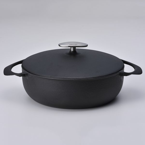 UNILLOY/キャセロール 浅型 24cm -軽い鋳物ホーロー鍋で、いつもの料理