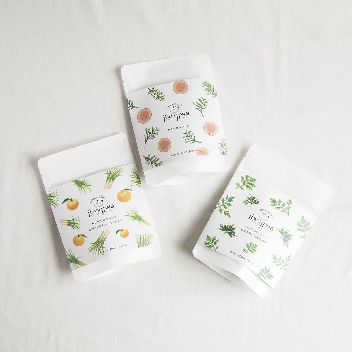 よもぎ・大和当帰葉／吉野ひのき／ゆず・レモングラス