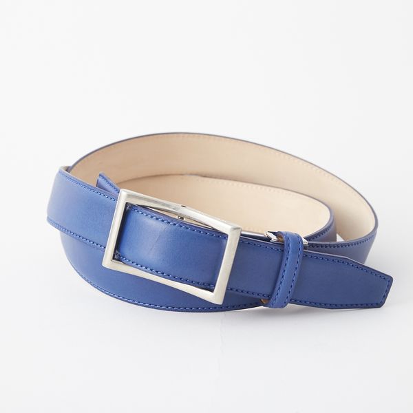 BELT FACTORY/ベルトファクトリー 型押しベルト【ブルー】 新品！ WINS FACTORY/フリコベルト オメガ式 -どこでも留まり、いつもジャスト