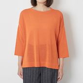 五泉ニットのプルオーバー コットンリネンボートネック