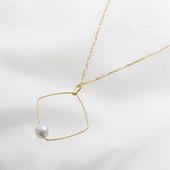 Sea Dew/gold line ロングネックレス スクエア