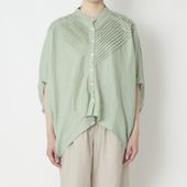 ubasoku/バンドカラーバイアスピンタックブラウス