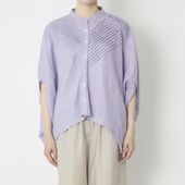 ubasoku/バンドカラーバイアスピンタックブラウス