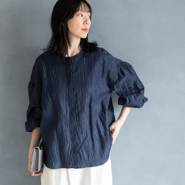 Kilka/軽くて羽織としても使える2WAYシャーリングブラウス -これ1枚で