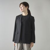 STELLA CIFFON/ウォッシャブルポリエステルのノーカラージャケット